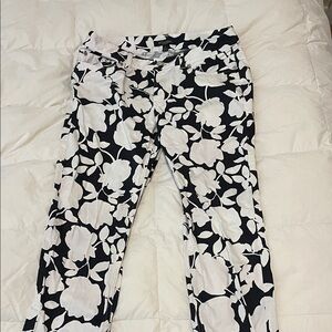 Brooks Brothers Black and White Floral Straight Leg Pants